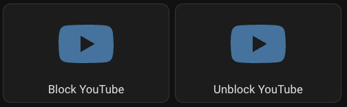 home assistant lovelace UI buttons to block YouTube via DNS